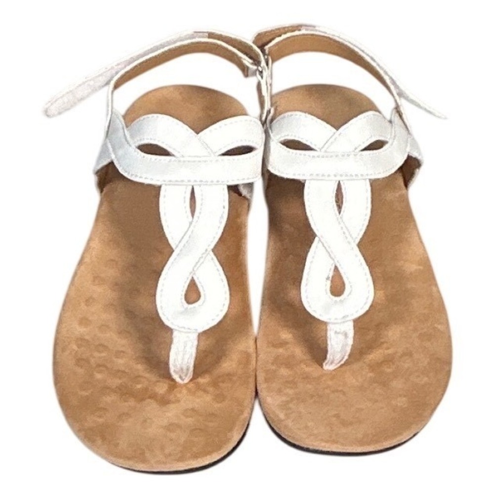 Athlefit Womens Thong Sandals White Ankle Strap Flat Comfort Shoes Boho Size 9